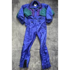 Men's Vintage 90's Couloir Purple Blue Color Block Purple Snow Ski Suit Sz 42
